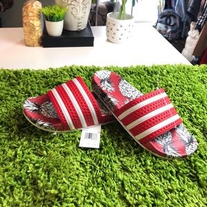 pineapple adidas slides